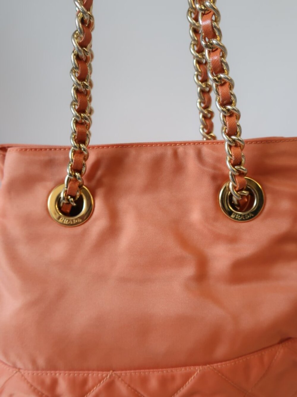 Womens Prada Salmon/Coral Nylon Tote Bag - Picture 11 of 16
